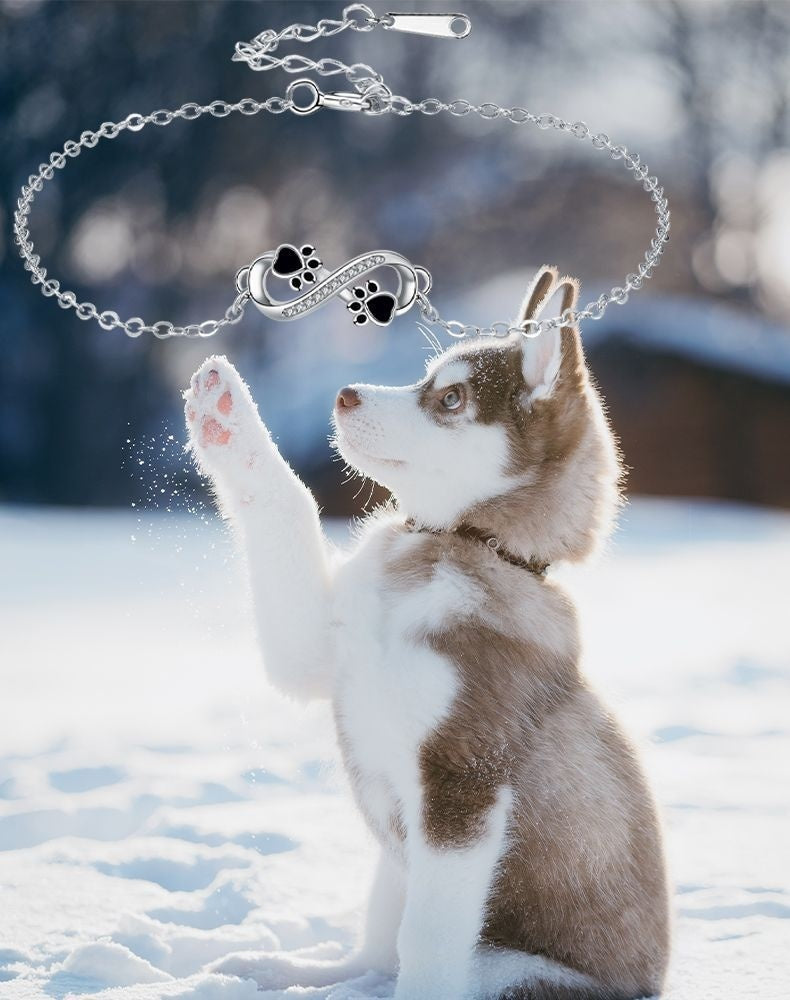 Infinite Symbol Pendant Pet Paw Bracelet with Zirconia™