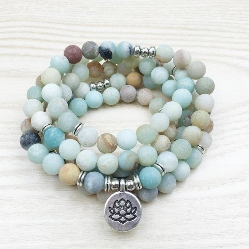 108 Natural Matte Amazonite Stone Mala Prayer Beads