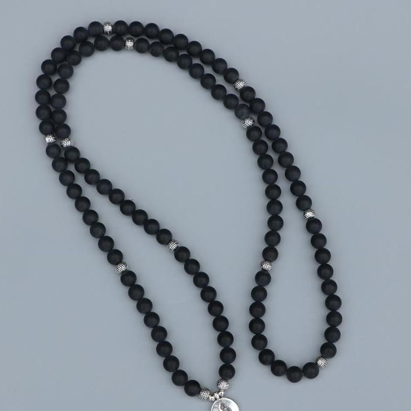 108 Natural Matte Black Onyx Mala Bead Bracelet