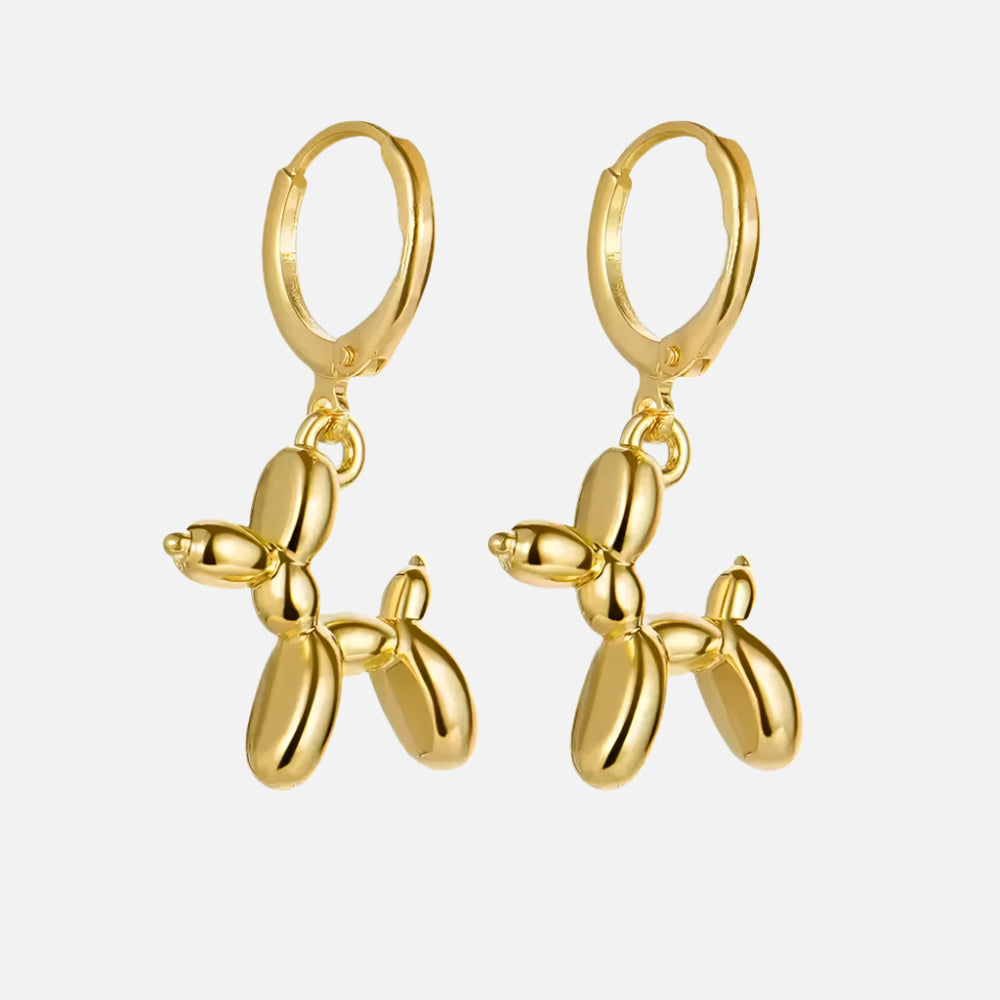 Gold Huggie Earrings with Mini Balloon Dog Charm™