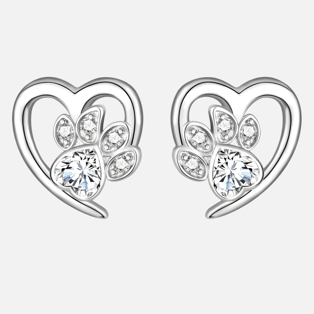 Paw and Heart Earrings with Zirconia™