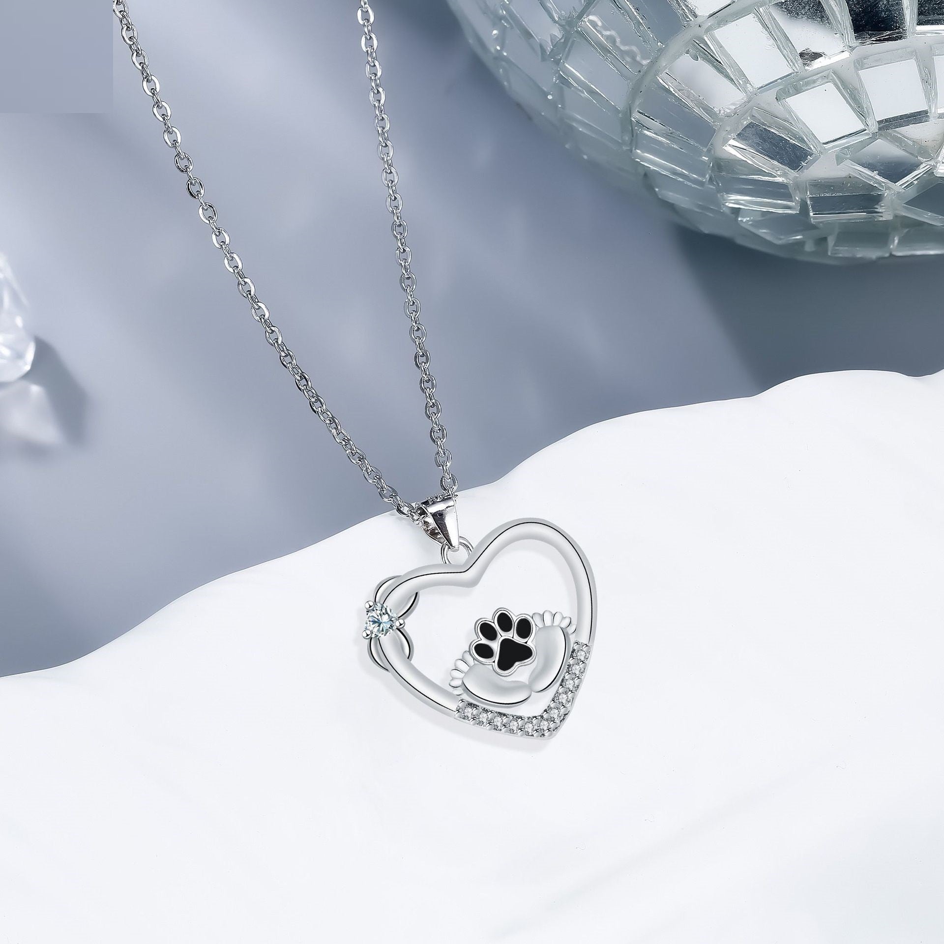 Little Feet Dog Paw Print Necklace and Zirconia™