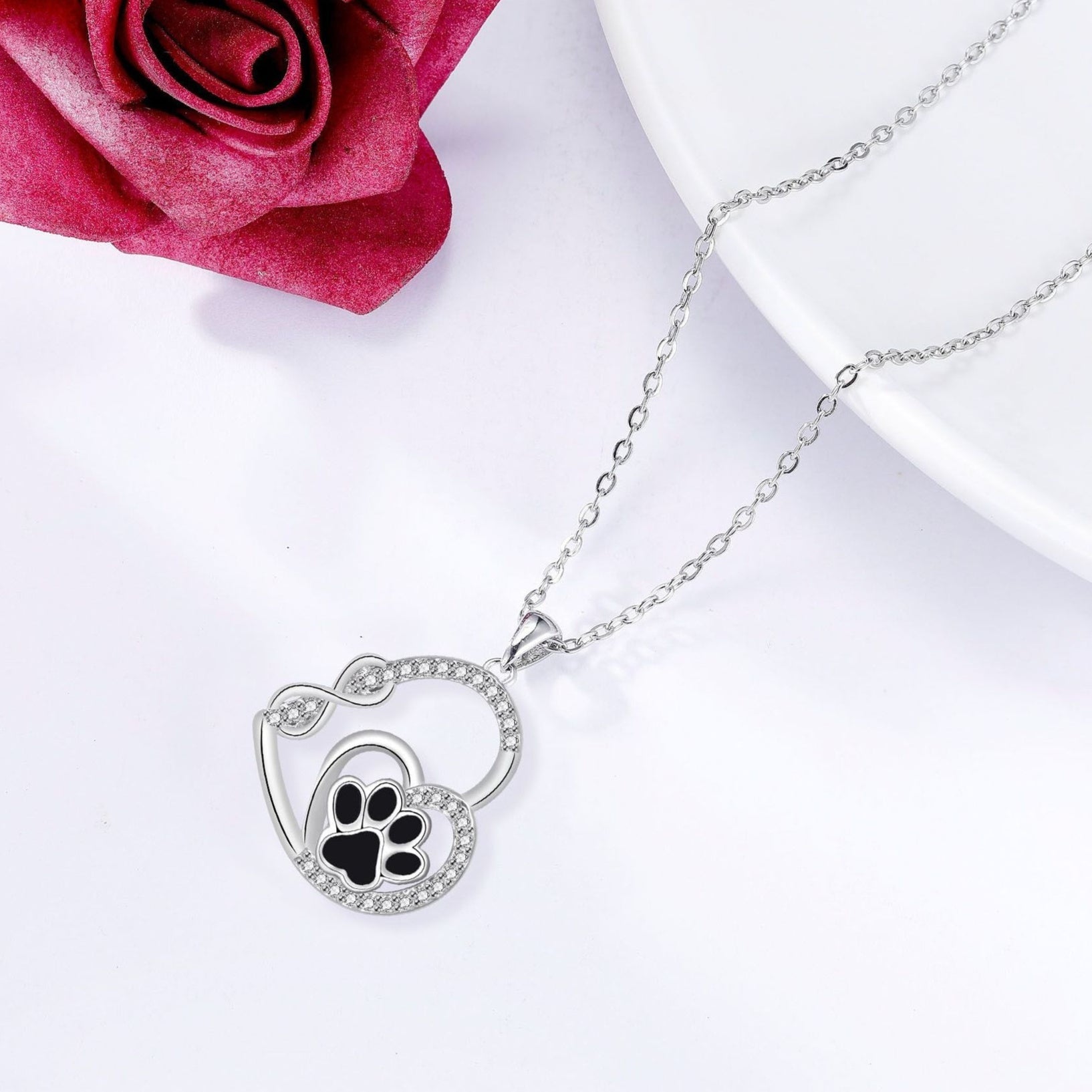 Infinite Double Love Paw Print Pendant Necklace™