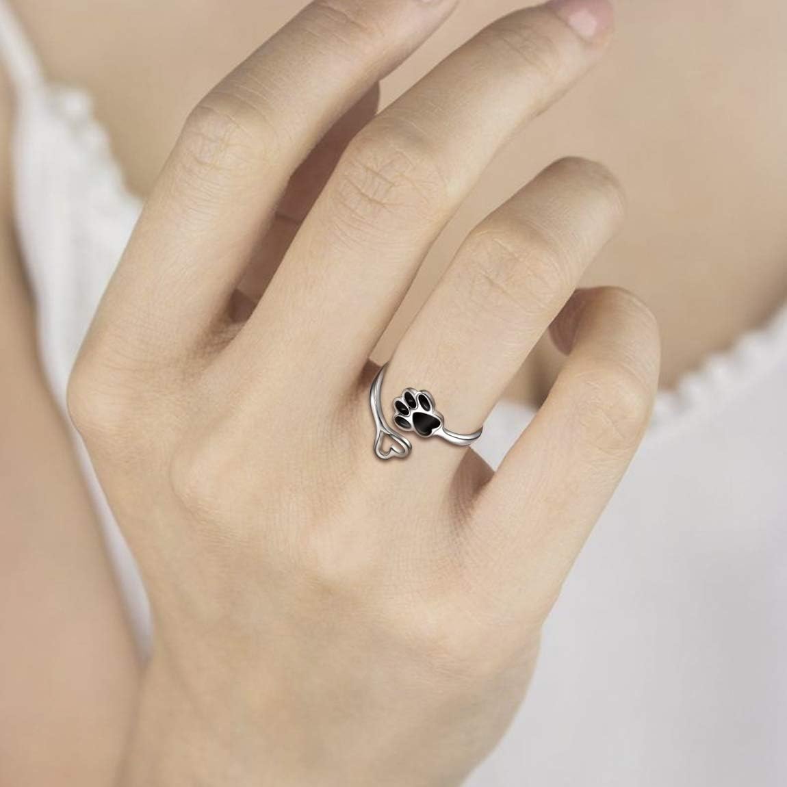 Handcrafted Paw & Heart Ring™ – Adjustable 925 Sterling Silver