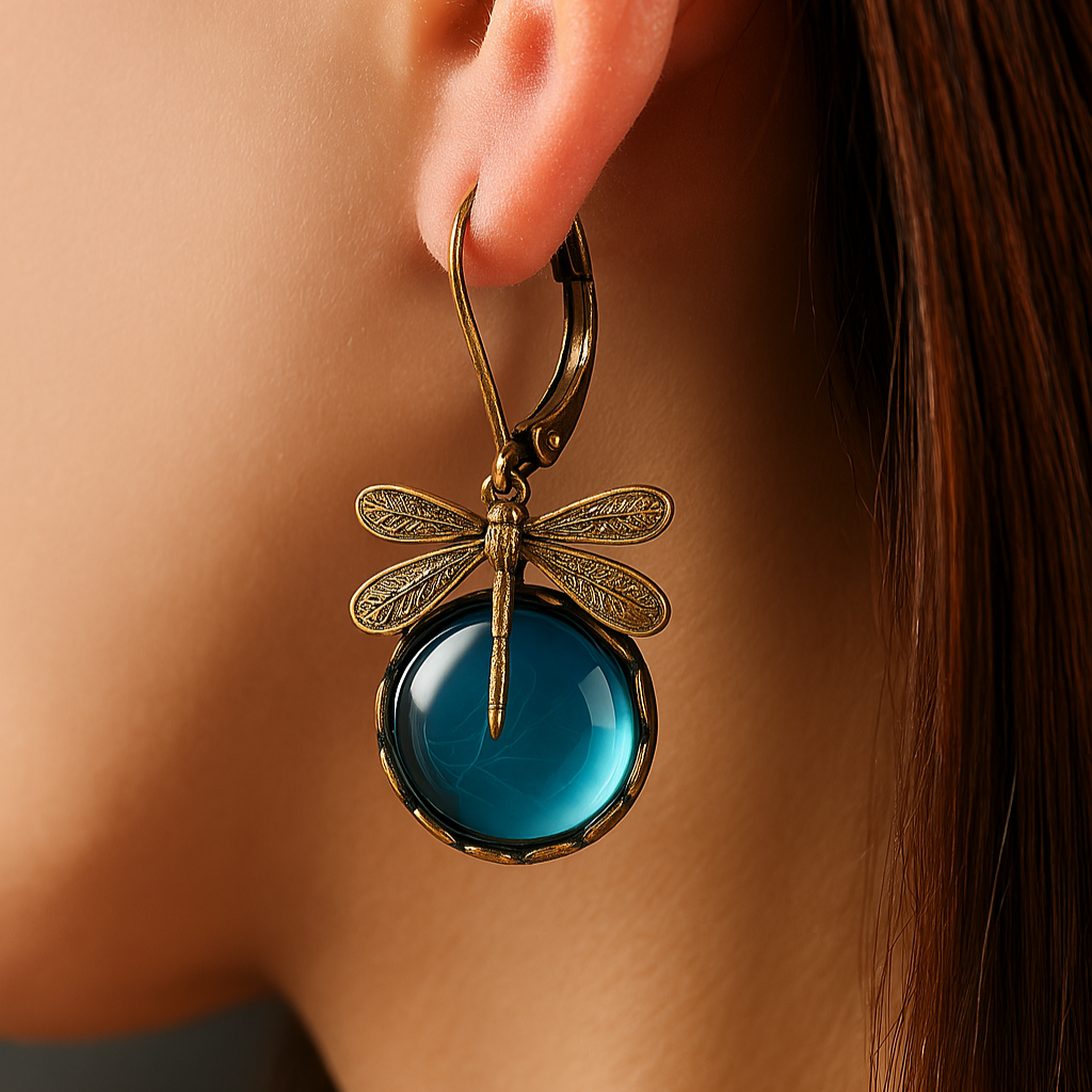 Spherical Dragonfly Earrings in Antique Gold™