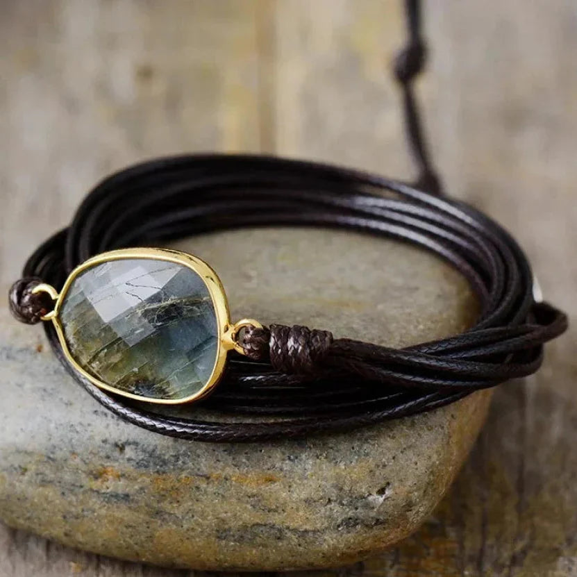 Handmade Natural Labradorite Gemstone Wrap Bracelet