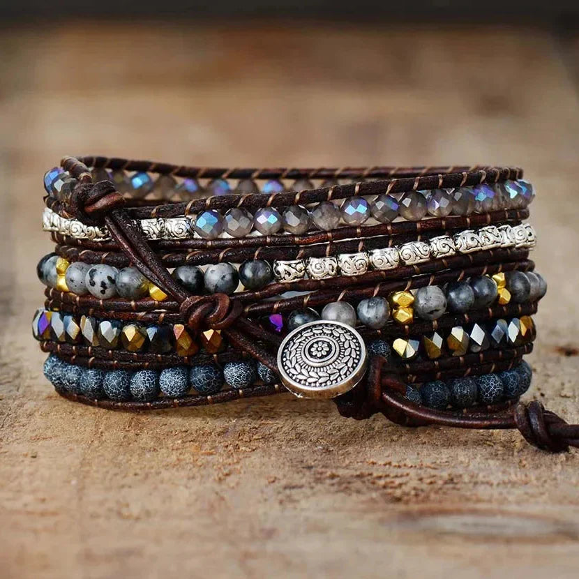 Natural Black Onyx Beaded Wrap Bracelet™