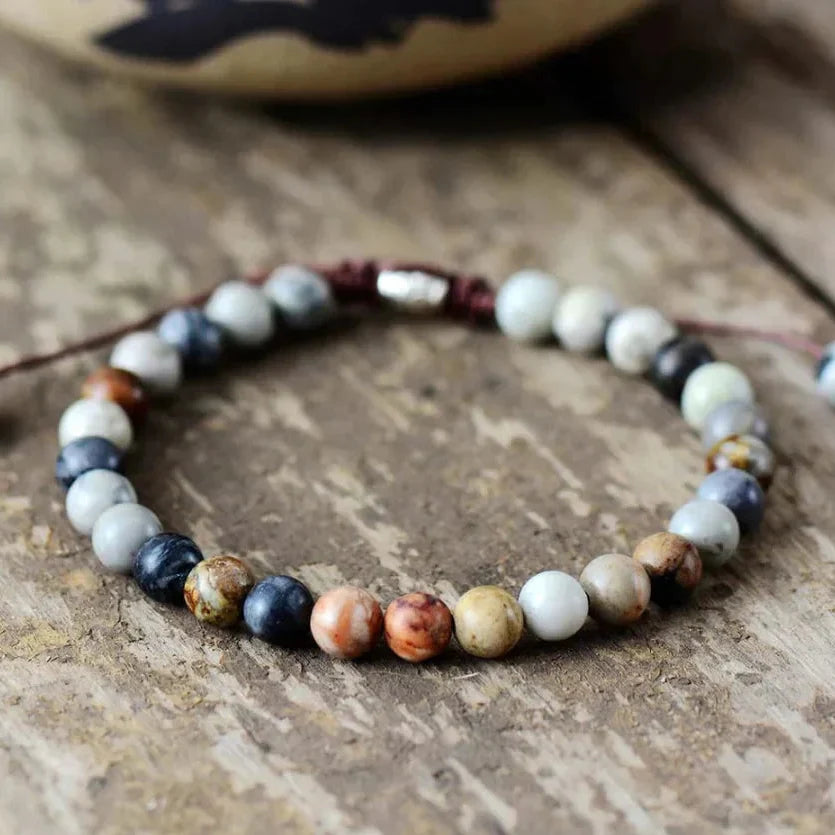 Natural Semi-Precious Healing Jasper Stone Bead Bracelet