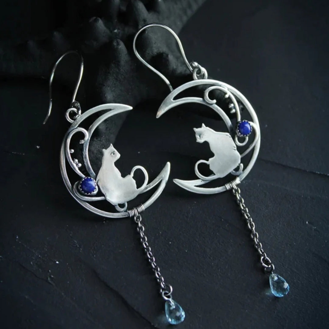 Blue Zirconia Cat Boho Earrings in Sterling Silver™