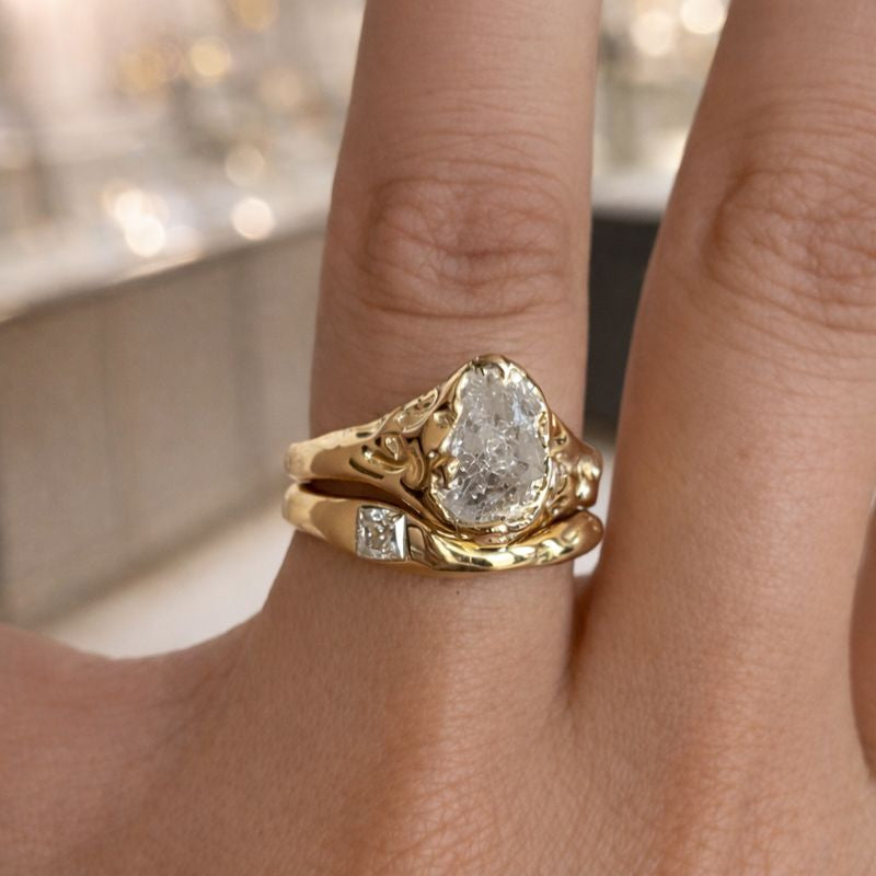 Bright Layer Gold Forged Ring