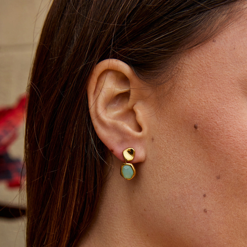 Gold Aquamarine Drop Earrings