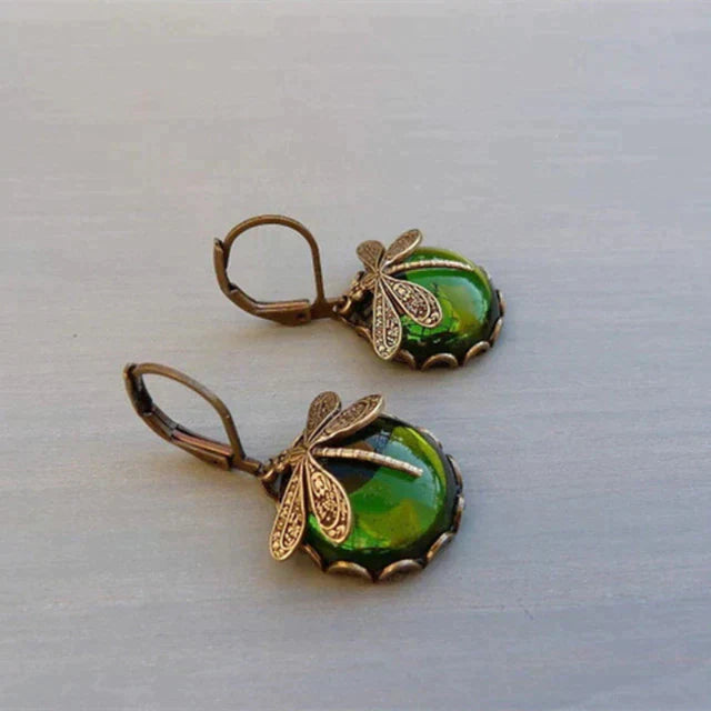 Spherical Dragonfly Earrings in Antique Gold™