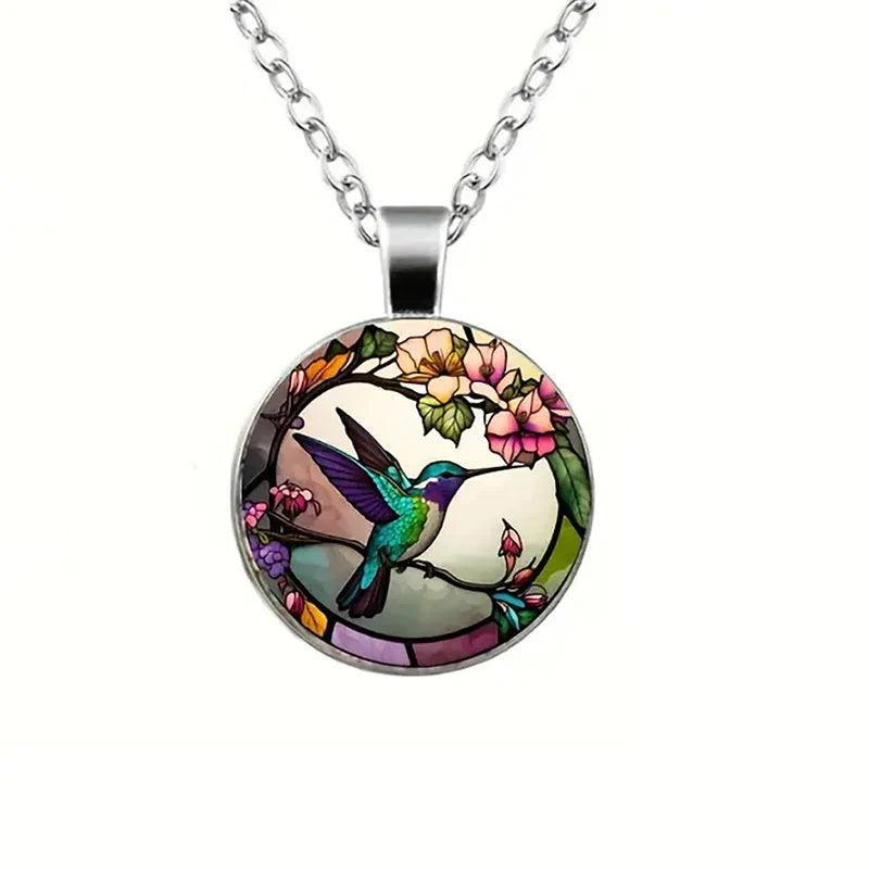 Hummingbird Glass Dome Pendant Necklace™