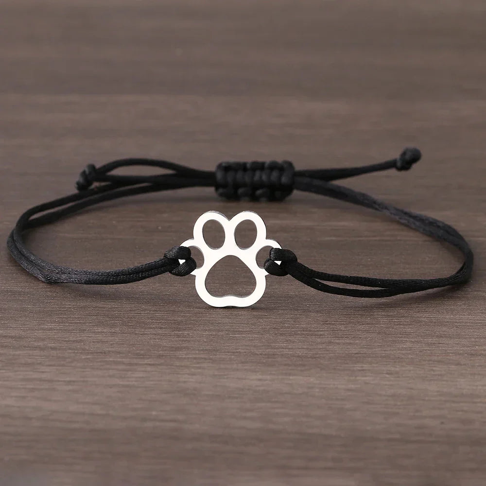 Paw Print Cord Bracelet™ – Adjustable Black and Red Design