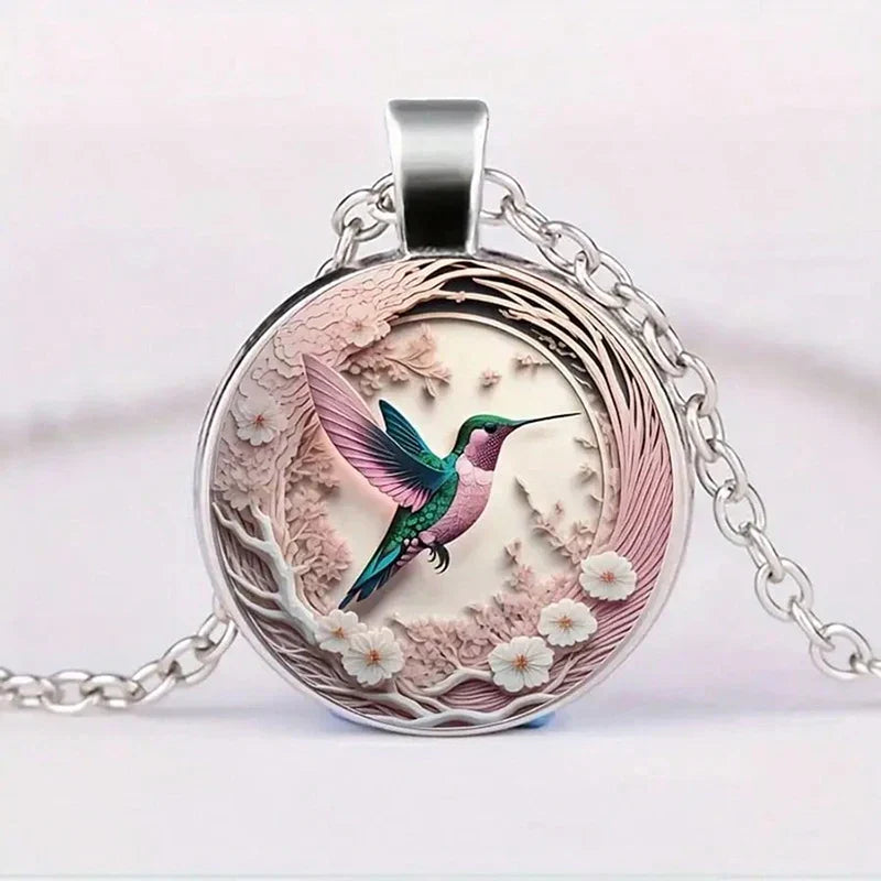 Hummingbird Glass Dome Pendant Necklace™