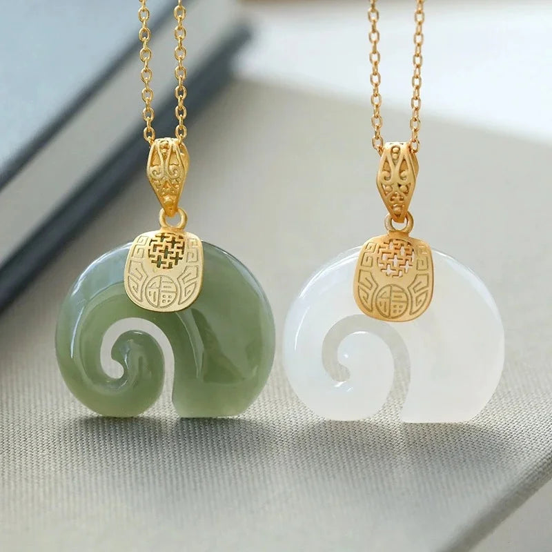 Hetian Jade Elephant Pendant Necklace™ – 18K Gold Plated Chain for Women