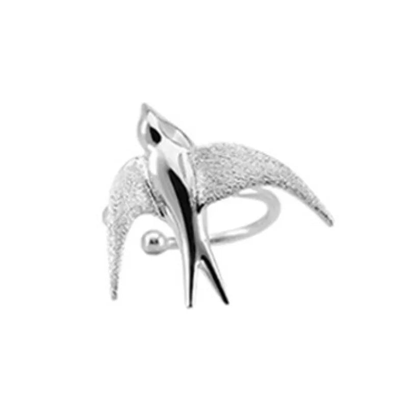 Beautiful Silver Swallow Bird Clip-On Earrings™