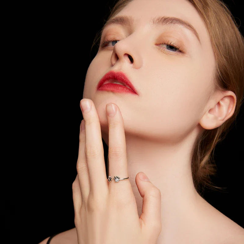 925 Sterling Silver Paw Ring™ – Adjustable with Zirconia & Enamel