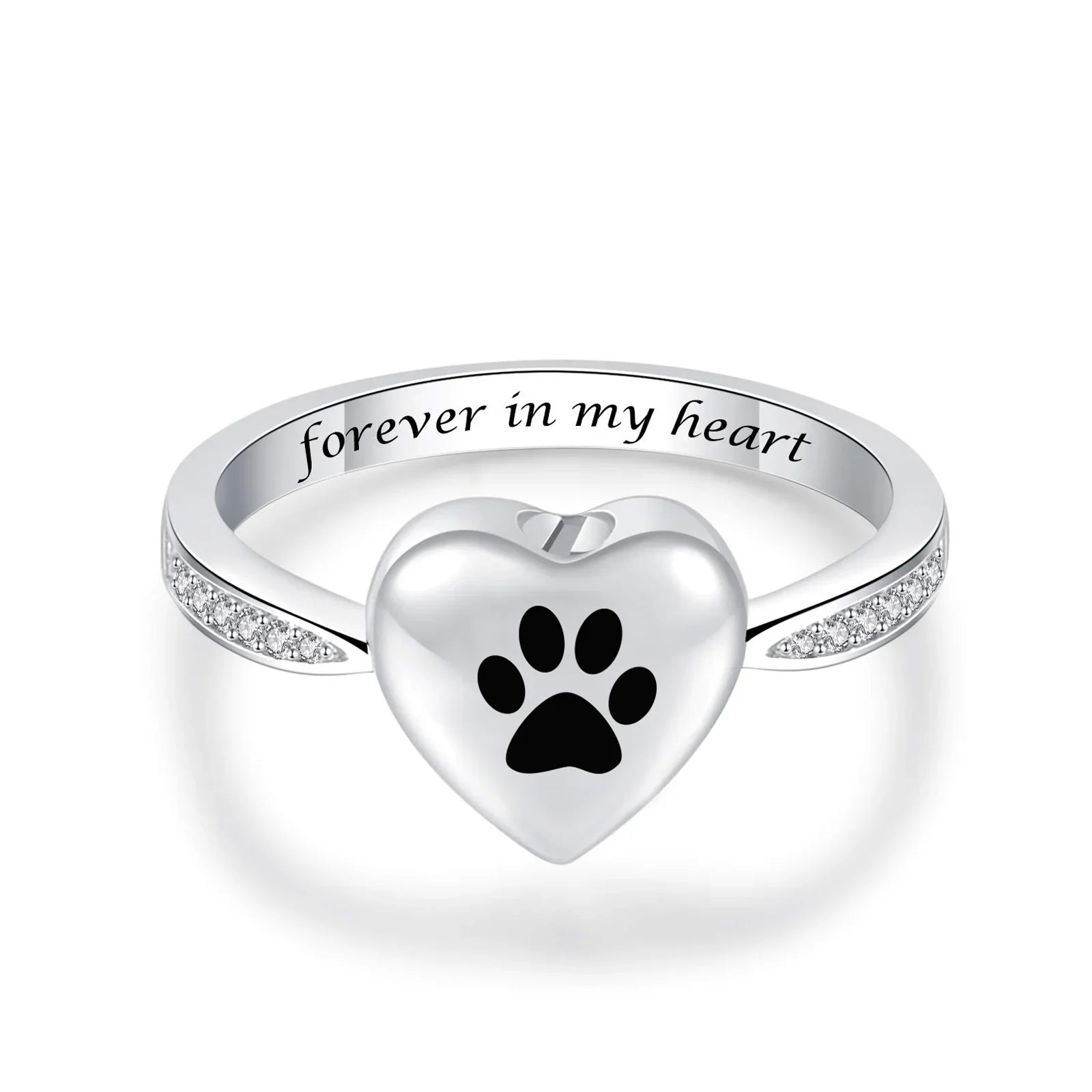 Love Heart Paw Print Urn Ring™ – Pet Memorial Cremation Jewelry
