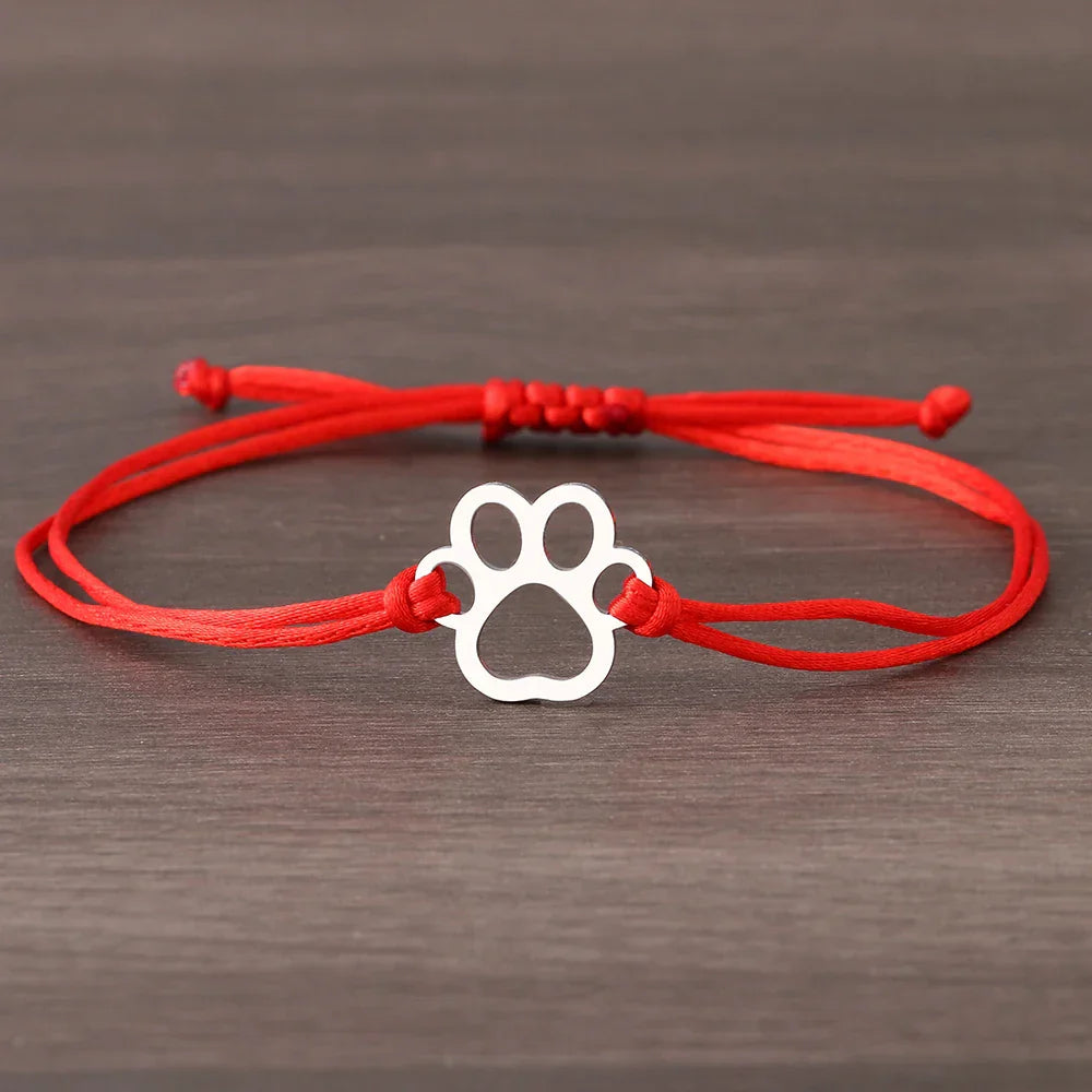 Paw Print Cord Bracelet™ – Adjustable Black and Red Design