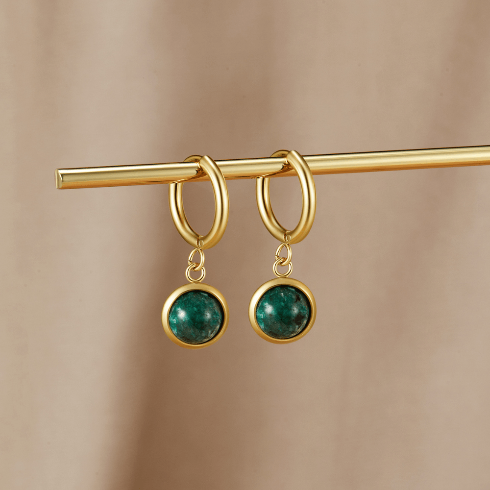 Amelia Green Stone Hoop Earrings