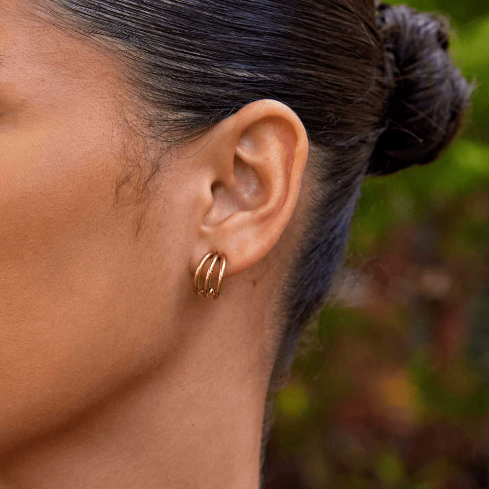 Anaya Triple Gold Hoop Earrings