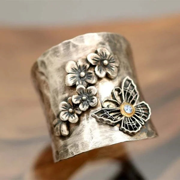 Bee Flower Butterfly Wide Band Ring™