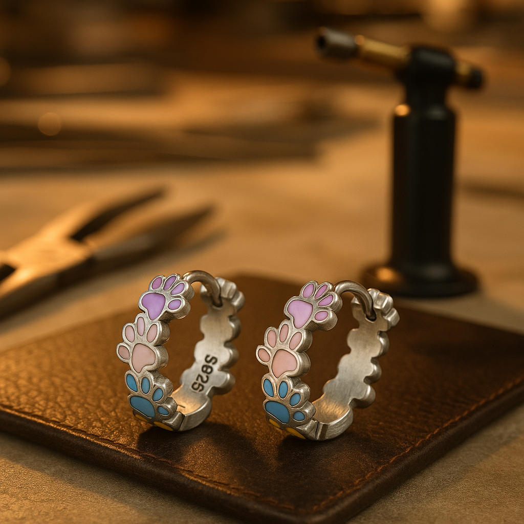 Colourful Paws Hoops Sterling Silver™