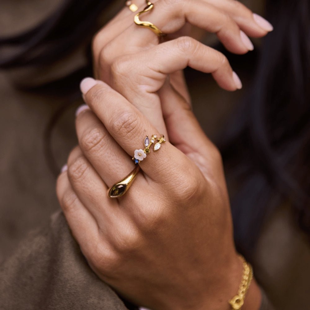 Crystal White Blossom Ring