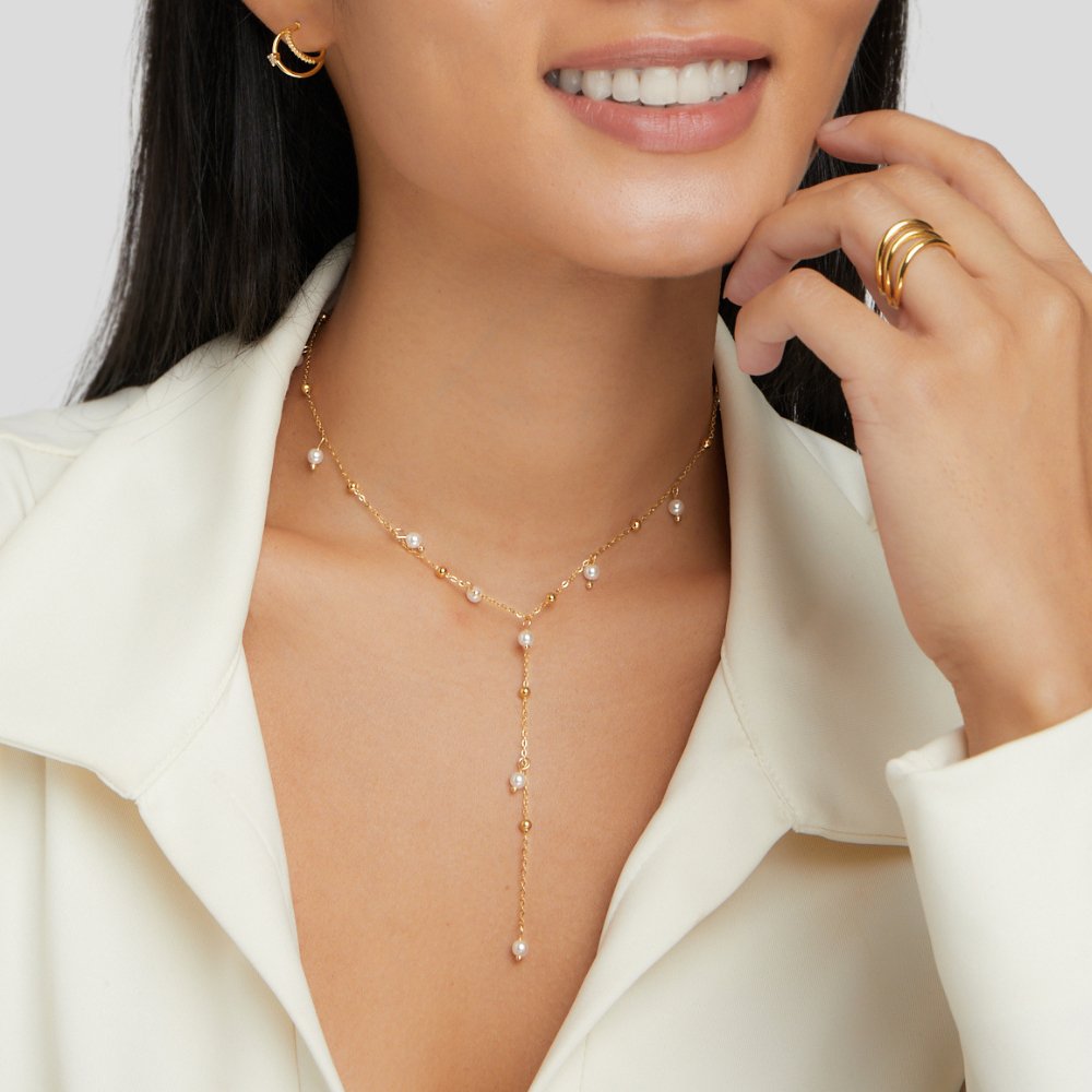 Lariat Pearl Drop Necklace