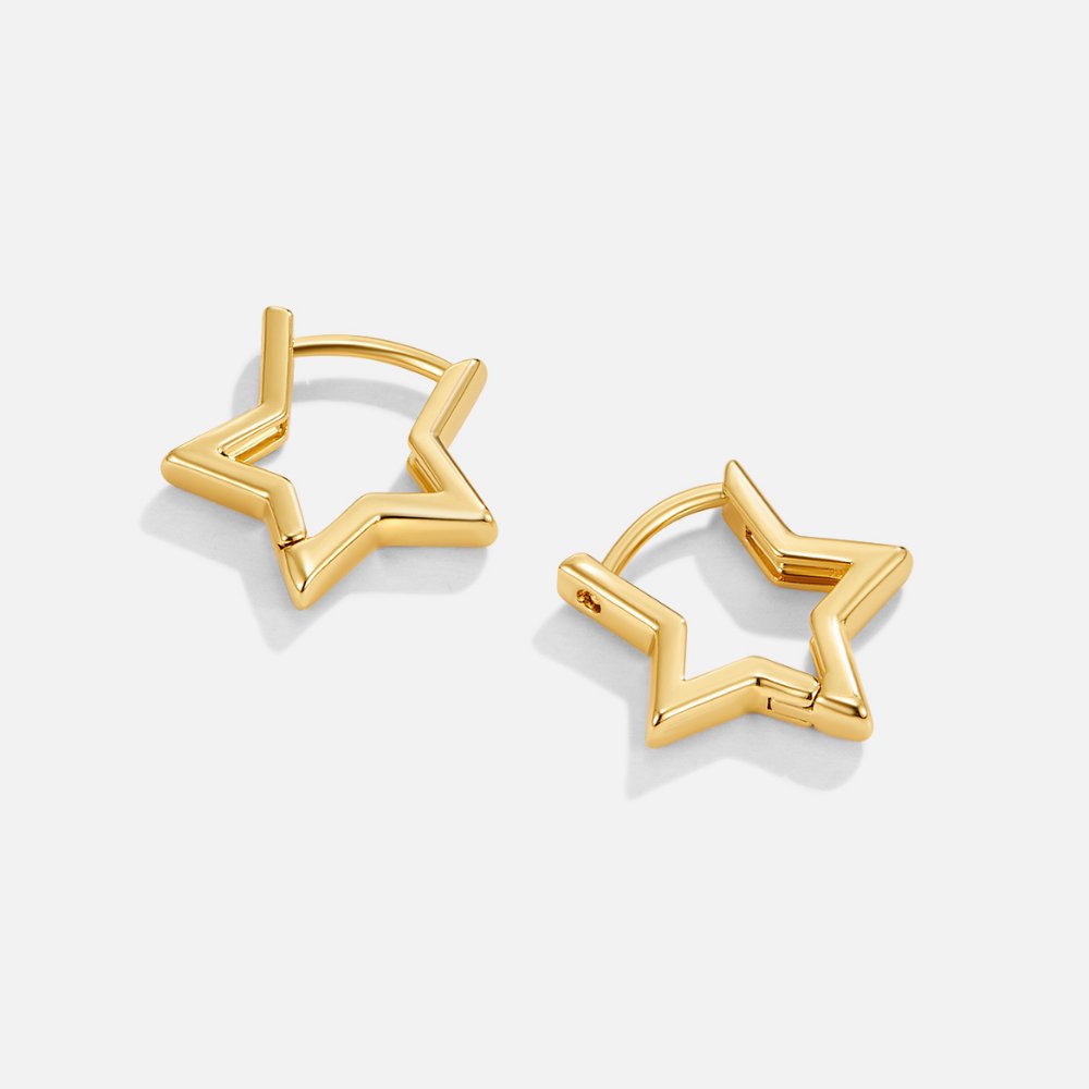 Gold Star Hoop Earrings