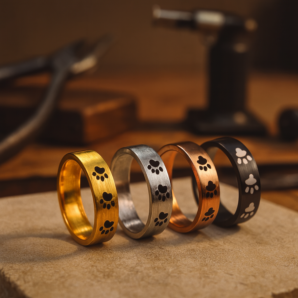 Handcrafted Paw Print Ring in Stainless Steel™