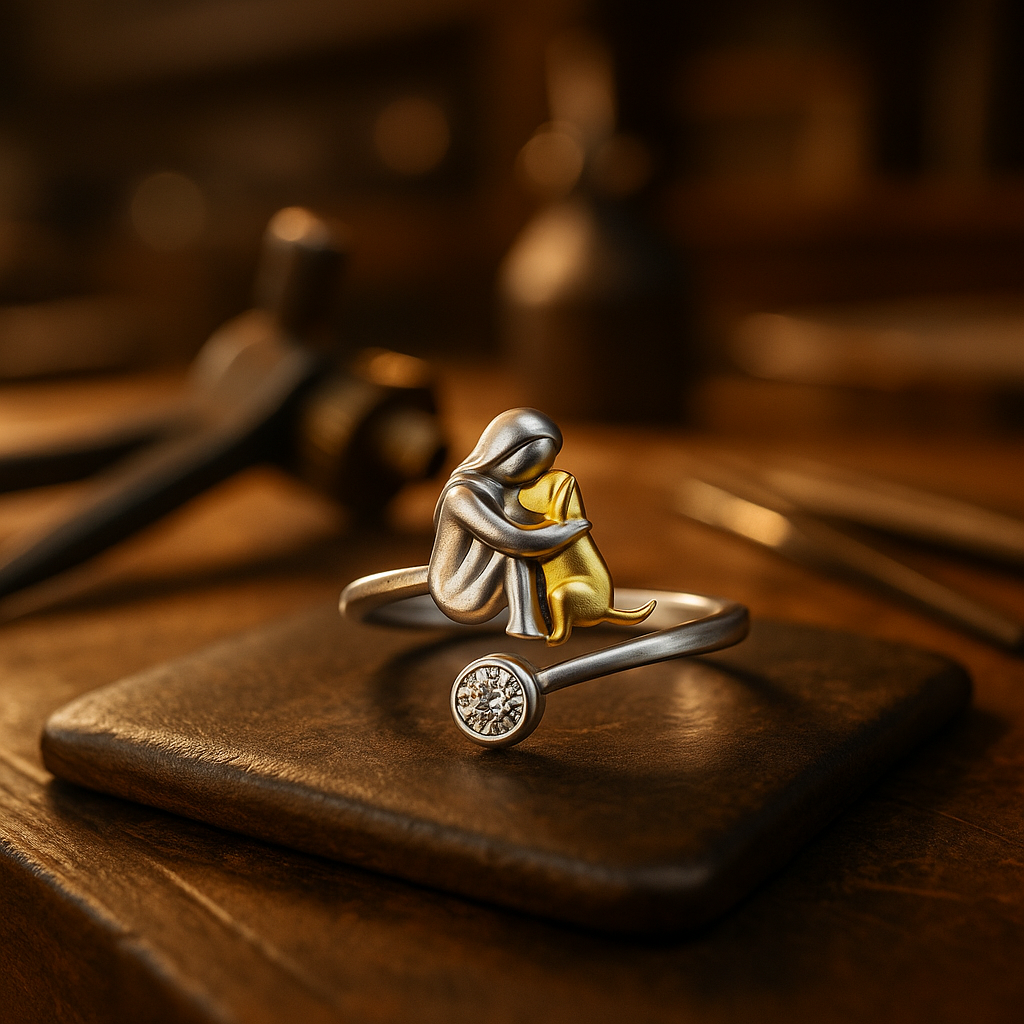 925 Sterling Silver Dog Ring wit Zirconia™ – Adjustable & Handmade