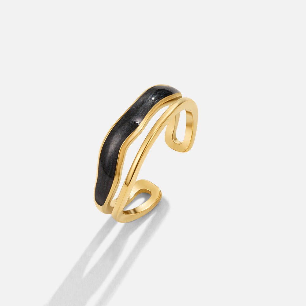 Layered Black Sahara Gold Ring
