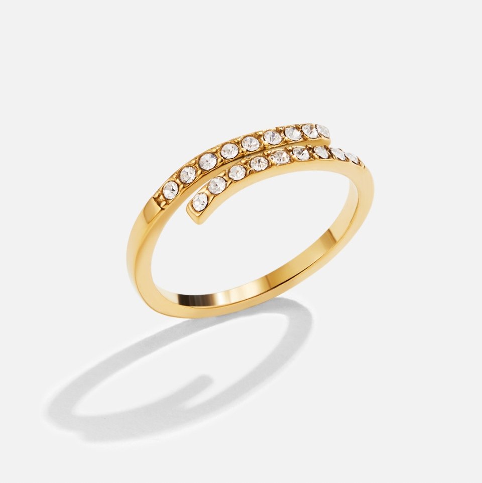 Layered Gold & Crystal Wrap Ring
