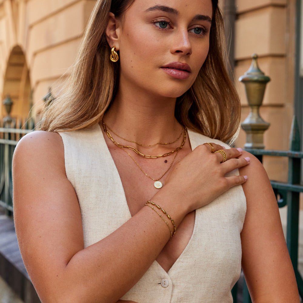 Layered Gold Wave Bracelet