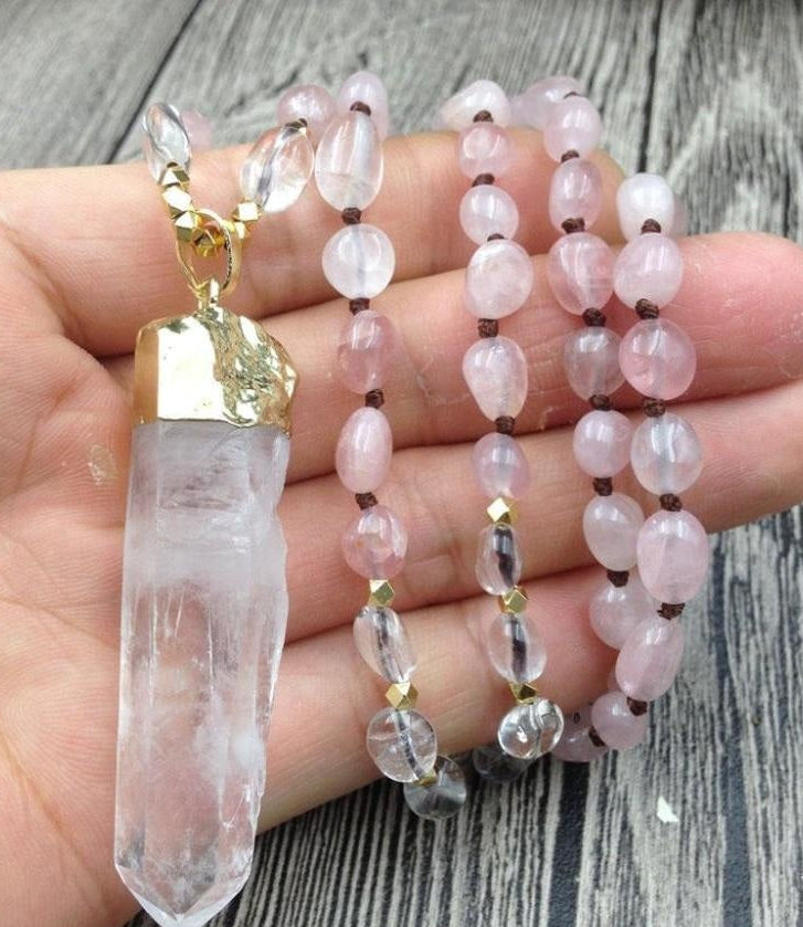 Natural Clear Quartz & Rose Quartz Gemstone Necklace™