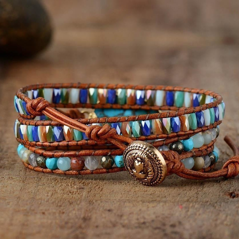 Natural Turquoise & Jasper Wrap Bracelet