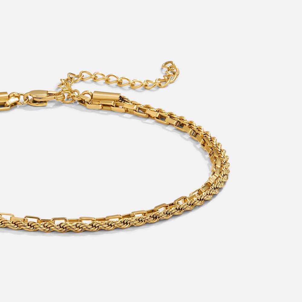 Nora Layered Box Chain Anklet