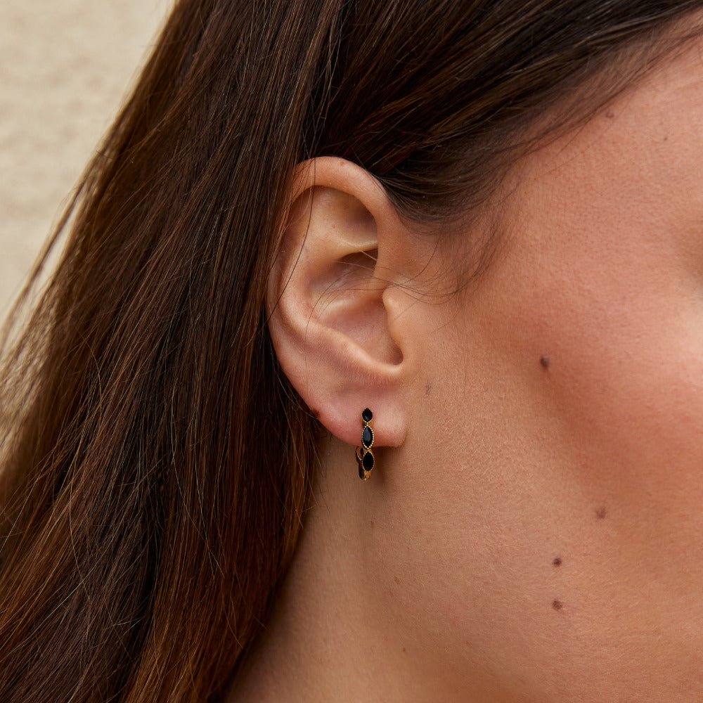 Onyx Tiny Hoop Earrings