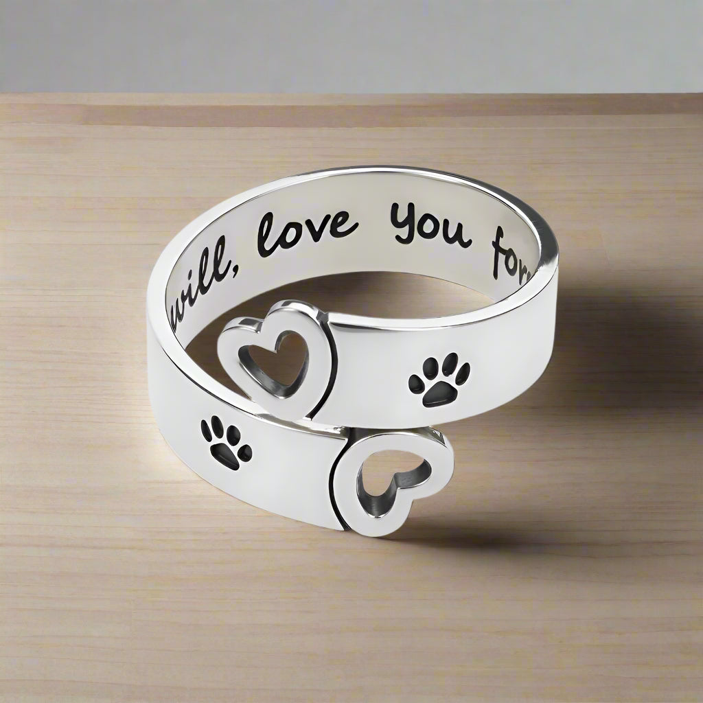 Adjustable Paw & Heart Twist Ring™ – Stainless Steel