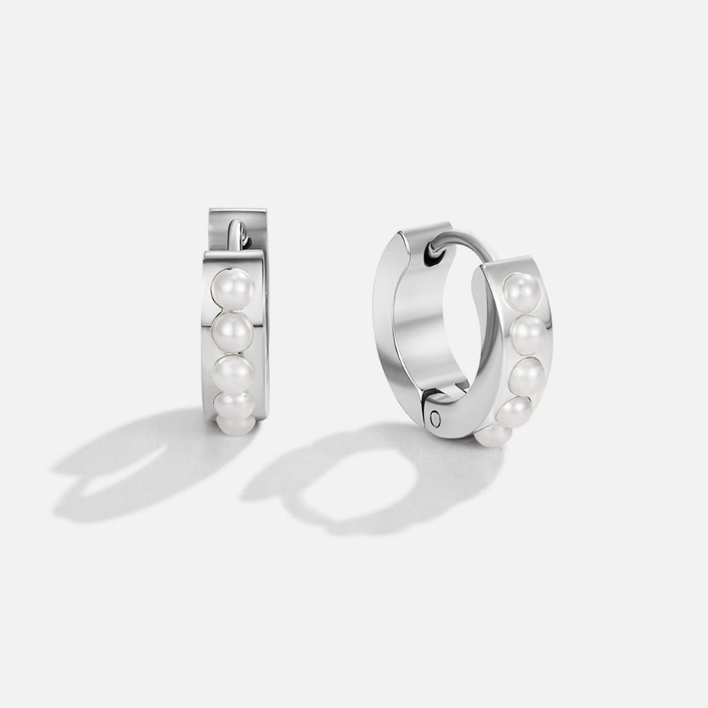 Silver Eula Pearl Hoop Earrings