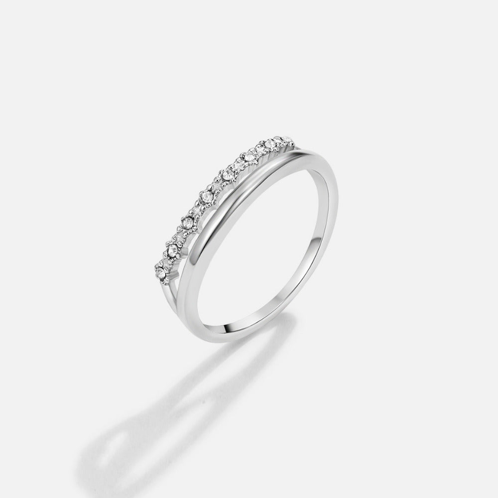 Silver Marissa White Crystal Layered Ring