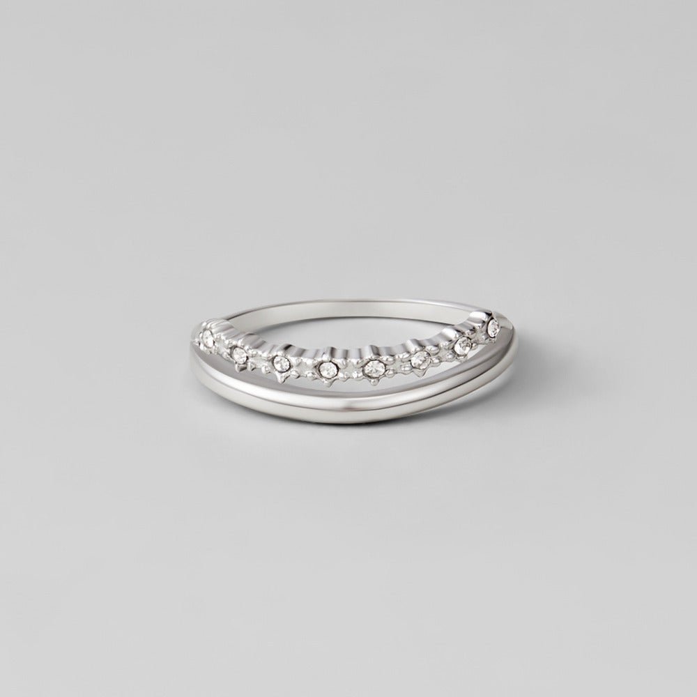 Silver Marissa White Crystal Layered Ring