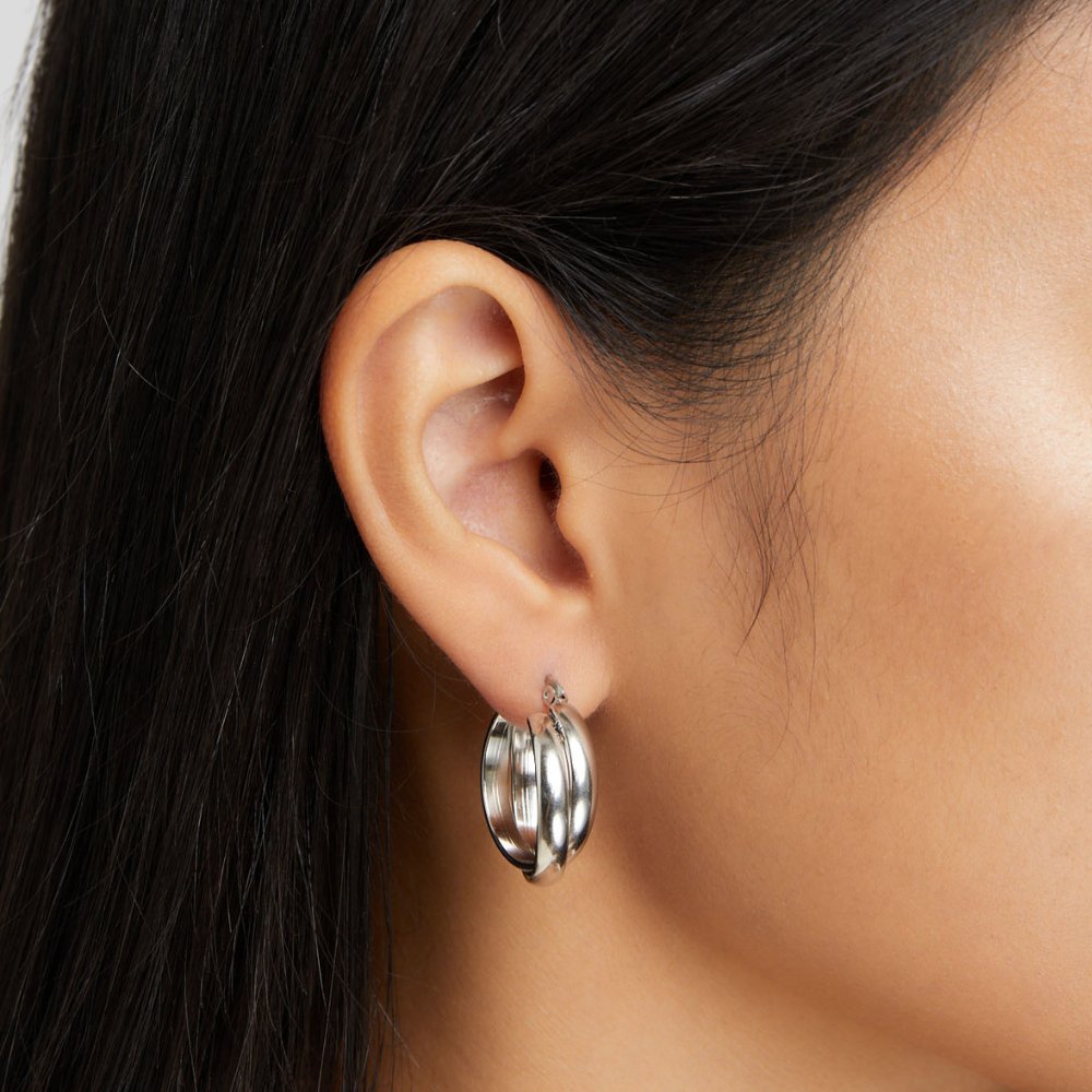 Talia Silver Hoop Earrings