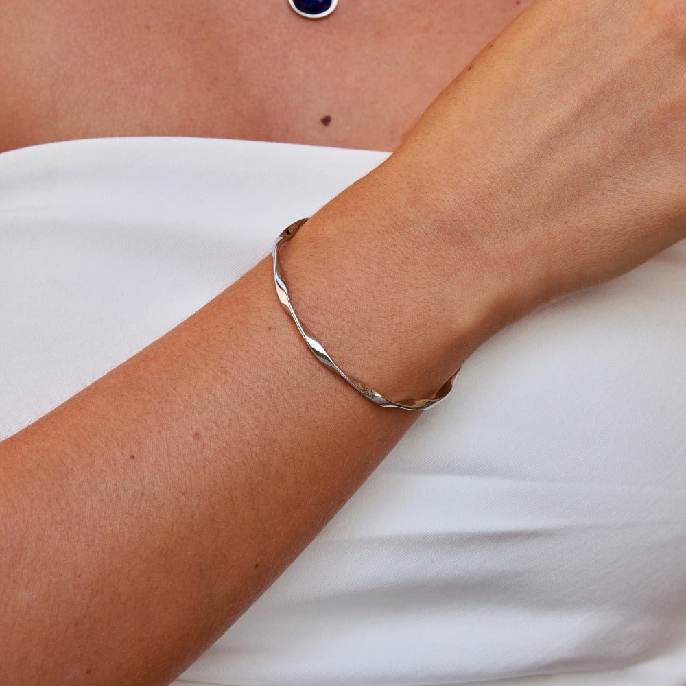 Twisted Imari Silver Bangle