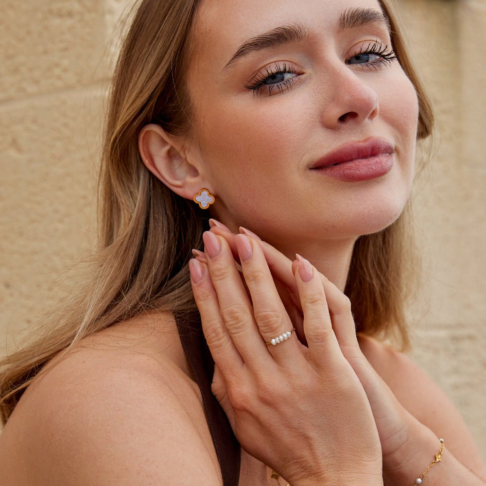 White Clover Stud Earrings