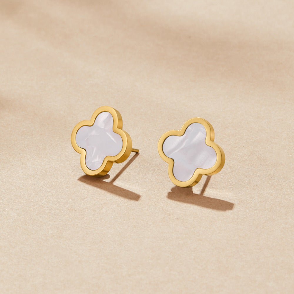 White Clover Stud Earrings