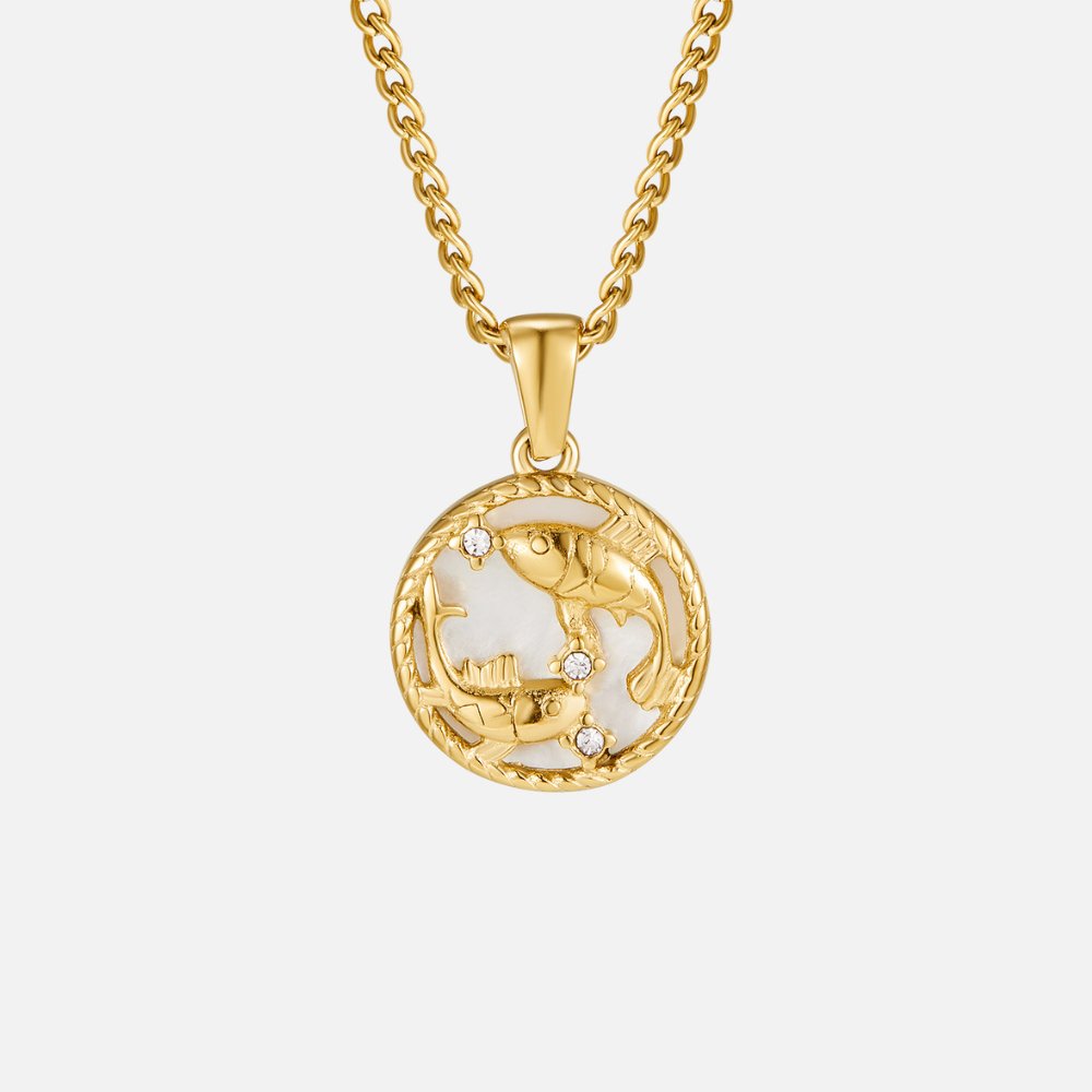 White Shell Zodiac Coin Necklace