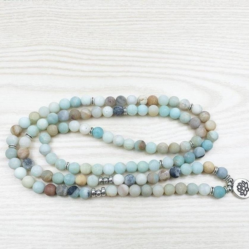 108 Natural Matte Amazonite Stone Mala Prayer Beads
